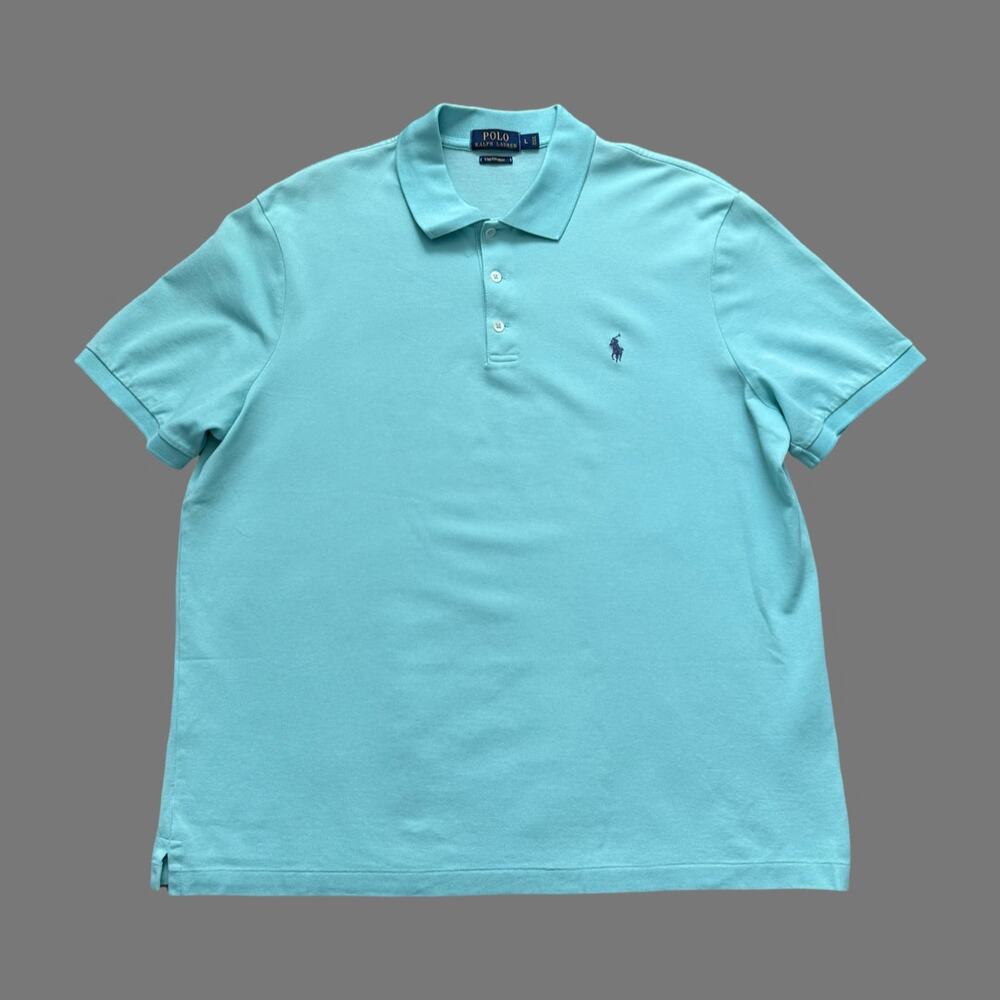 Polo Ralph Lauren Turquoise Stretch Mesh Knit Polo Large GUC